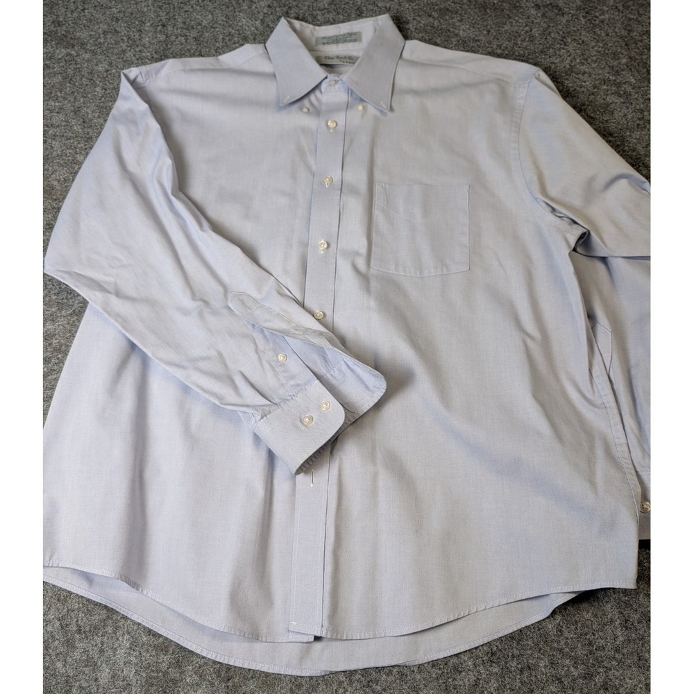 Chas Reed & Co By ENRO Dress Shirt Pinpoint Oxford Blue Men's 17.5  34-35 EUC